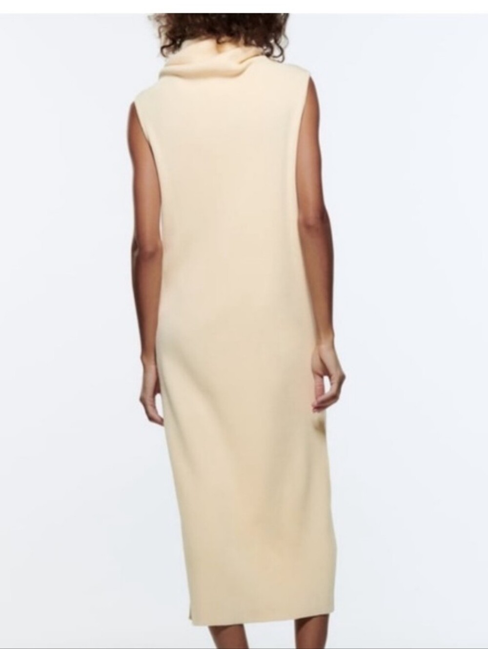 Zara Sleeveless Cowl Neck Sweater - Pale Yellow - Picture 3 of 8